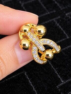 22kgp Dubai Jewelry Gold-Tone Crystal Accented Statement Earring